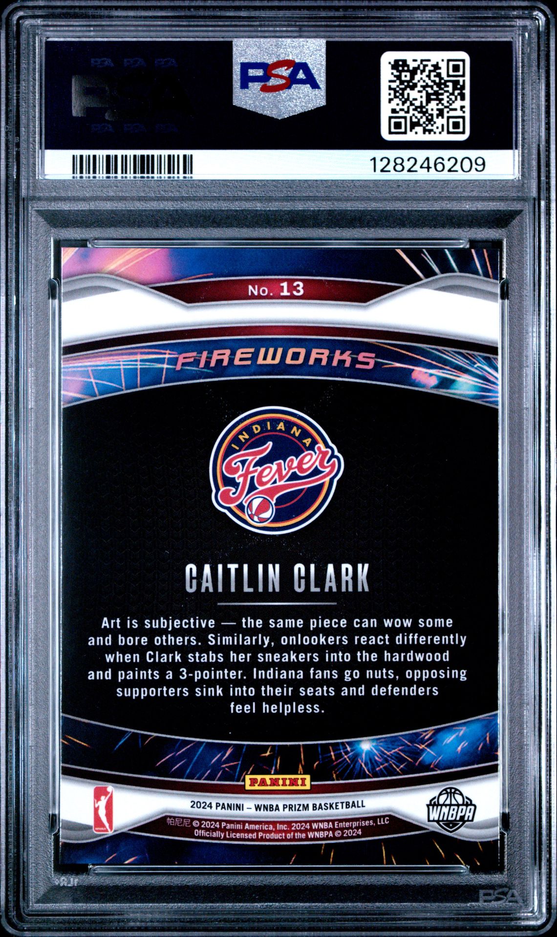 2024 Panini Prizm Wnba Fireworks Caitlin Clark #13 (Fireworks) Gem Mt 10 back