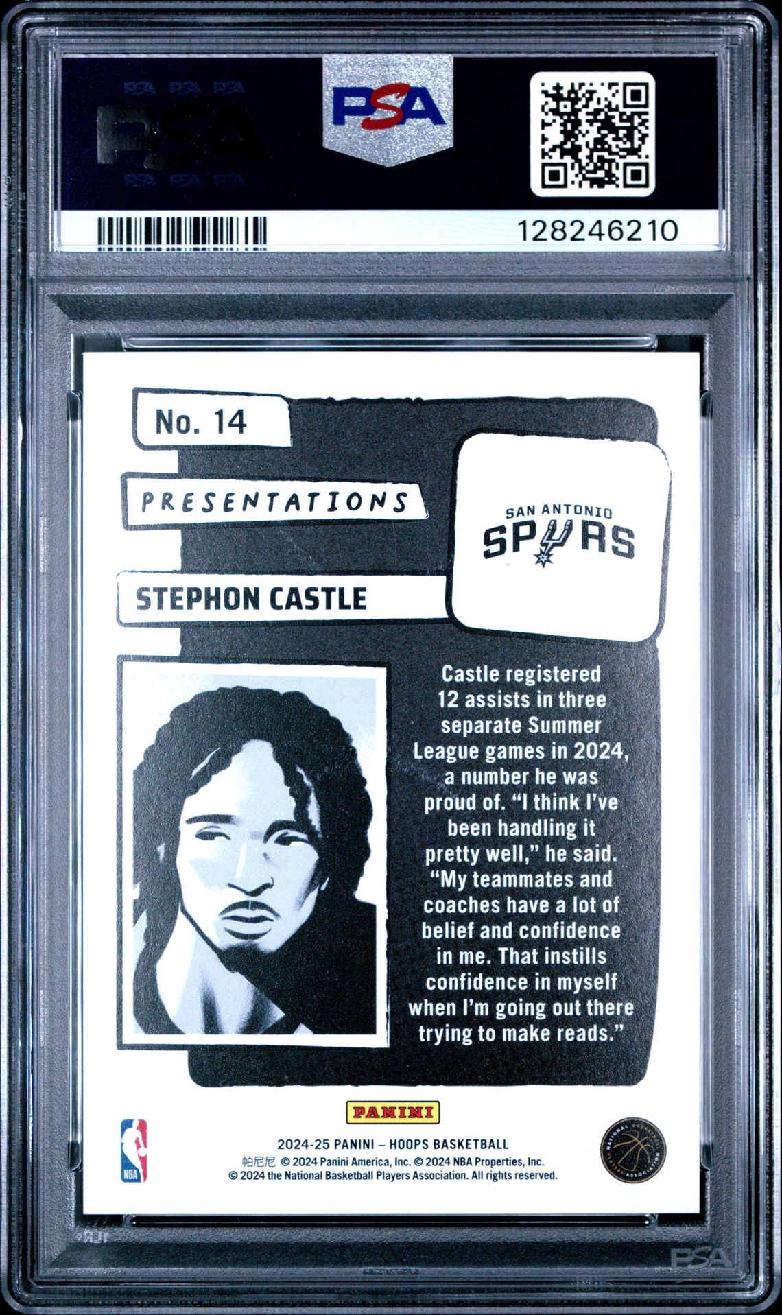 2024 Panini Nba Hoops Presentations Stephon Castle #14 Mint 9 back