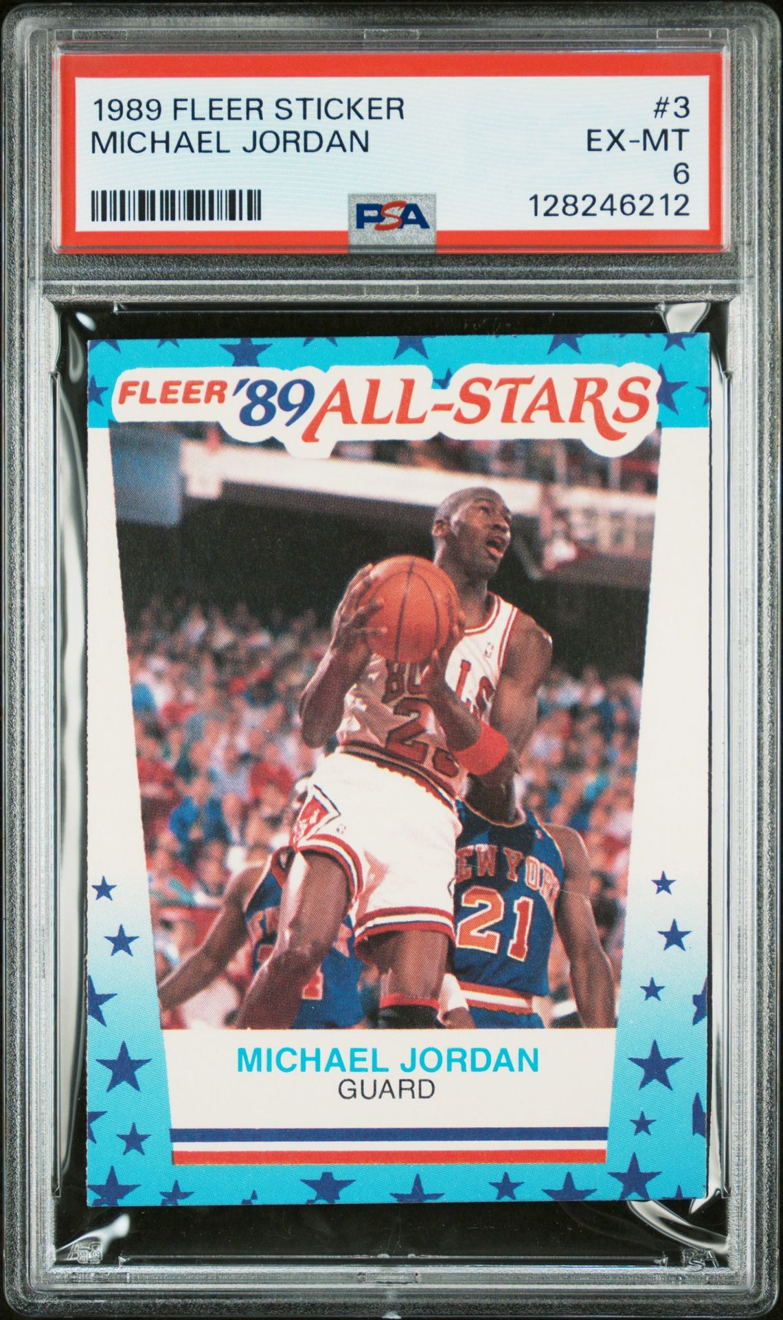 1989 Fleer Sticker Michael Jordan #3 Ex-Mt 6 front