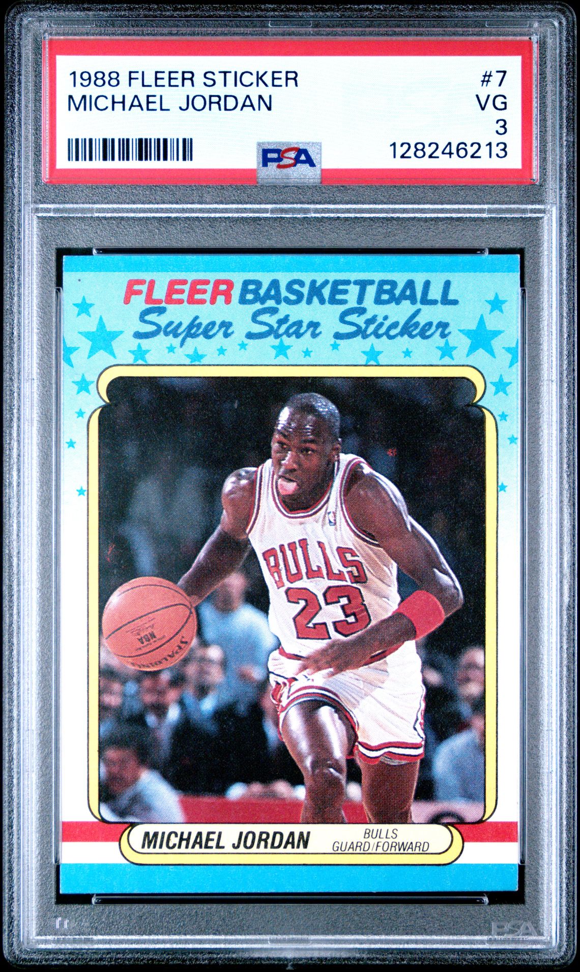 1988 Fleer Sticker Michael Jordan #7 Vg 3 front