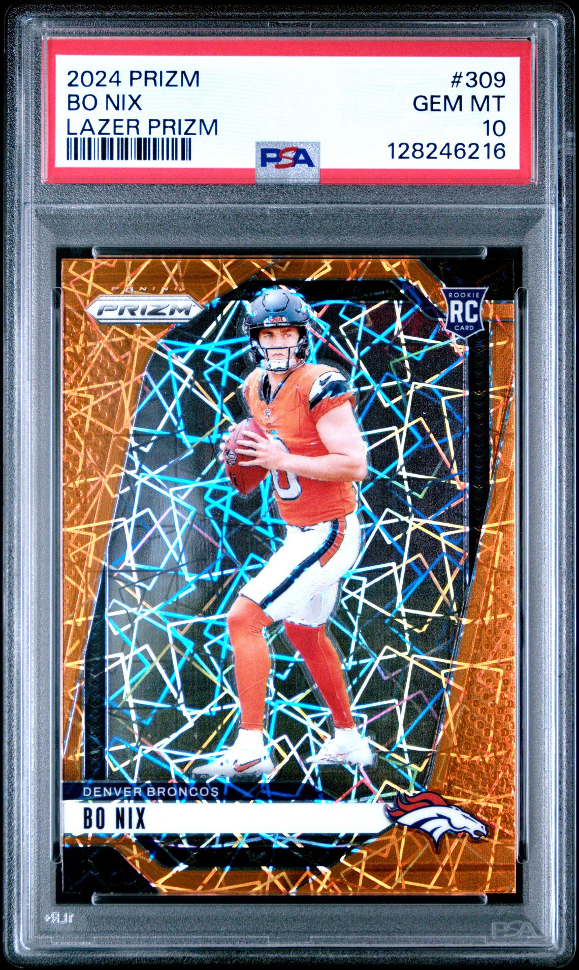 2024 Panini Prizm Bo Nix #309 (Lazer Prizm) Gem Mt 10 front