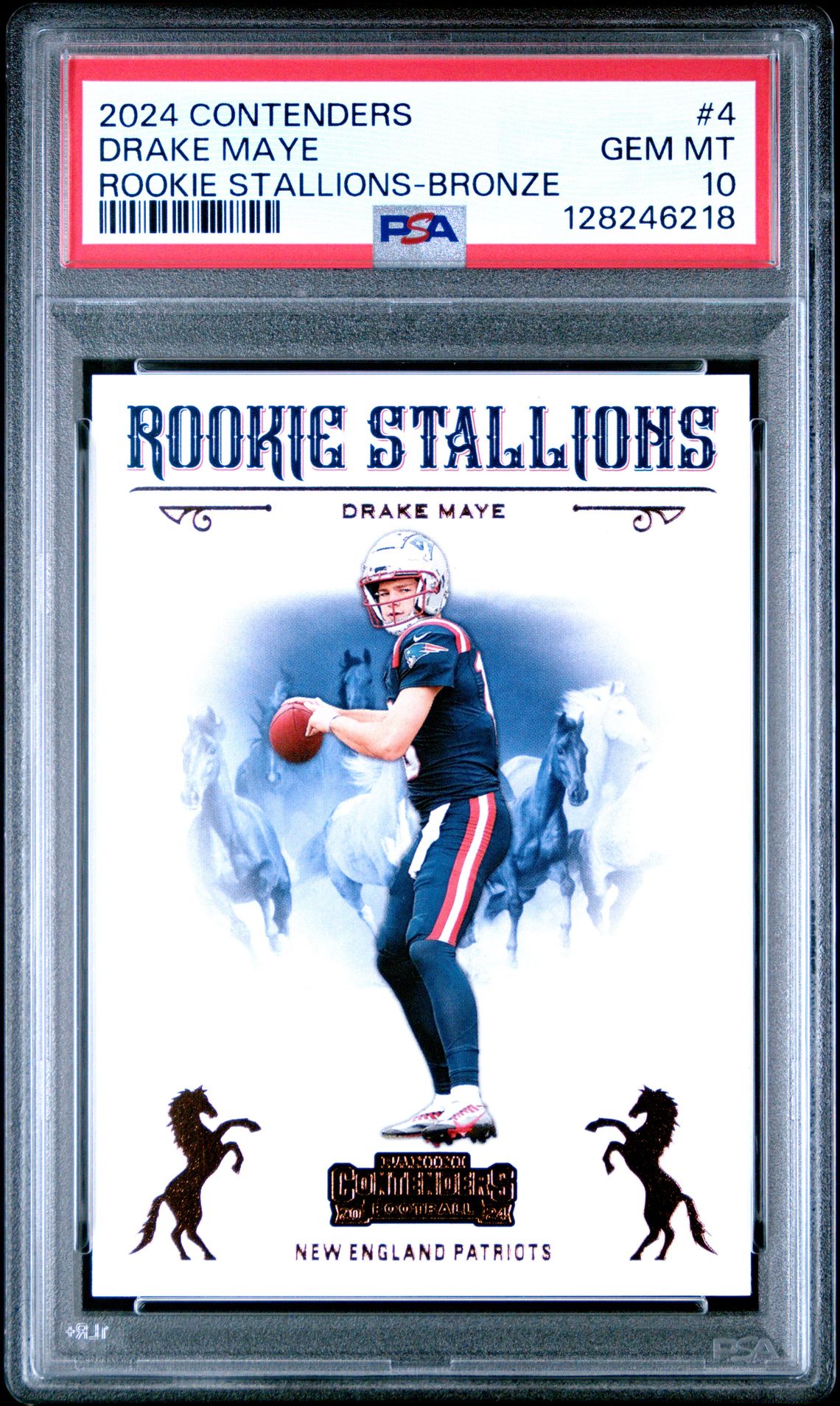 2024 Panini Contenders Rookie Stallions Drake Maye #4 (Rookie Stallions-Bronze) Gem Mt 10 front