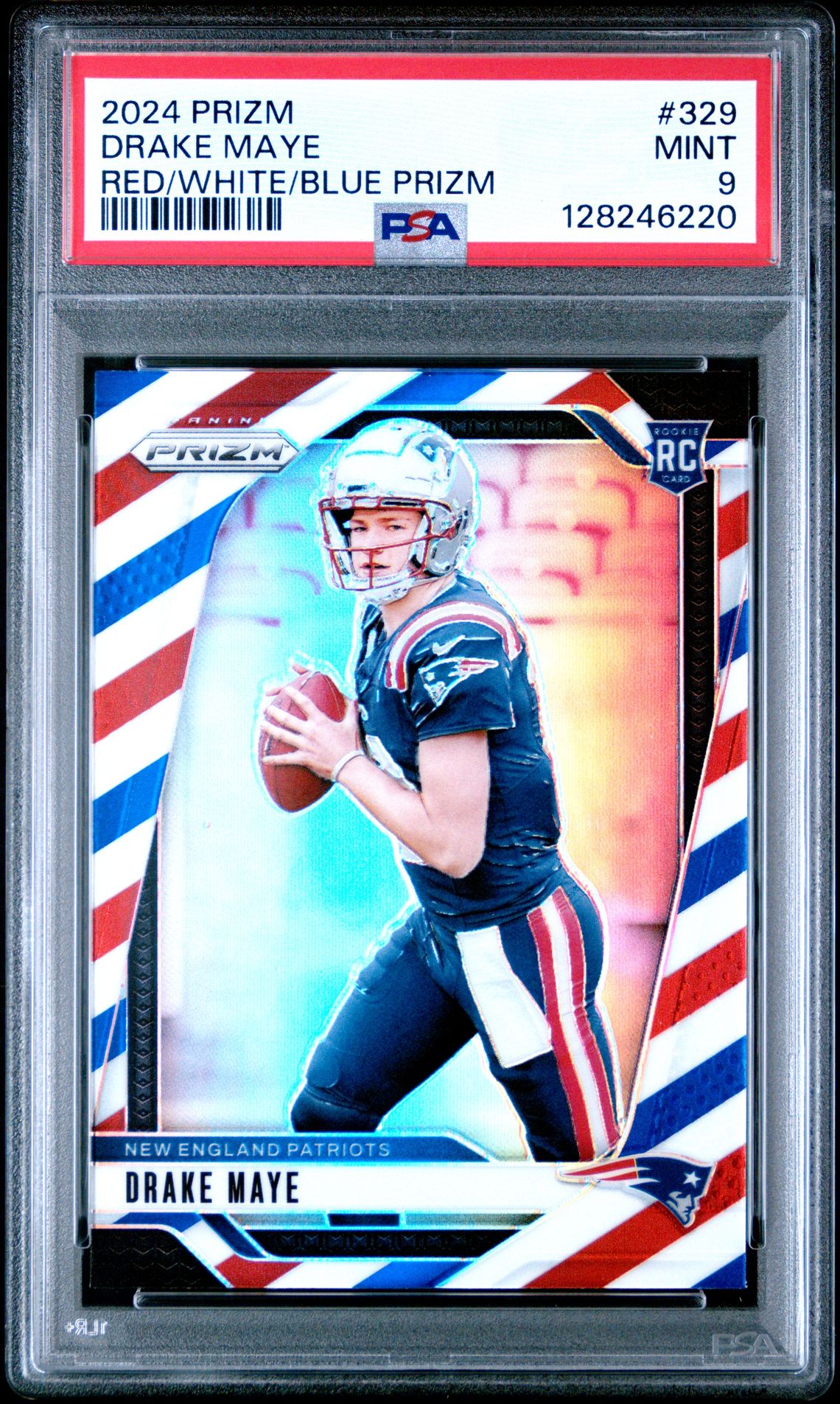2024 Panini Prizm Drake Maye #329 (Red/White/Blue Prizm) Mint 9 front