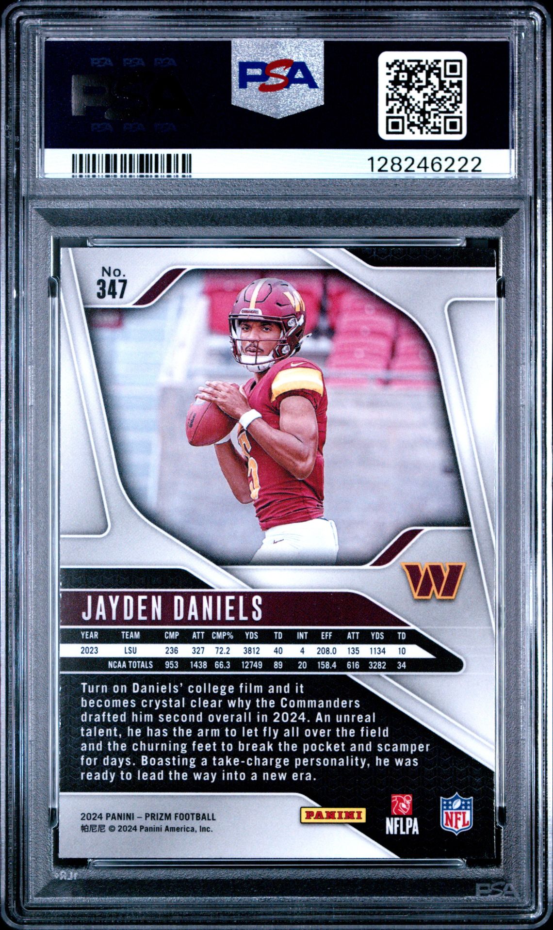 2024 Panini Prizm Jayden Daniels #347 Gem Mt 10 back