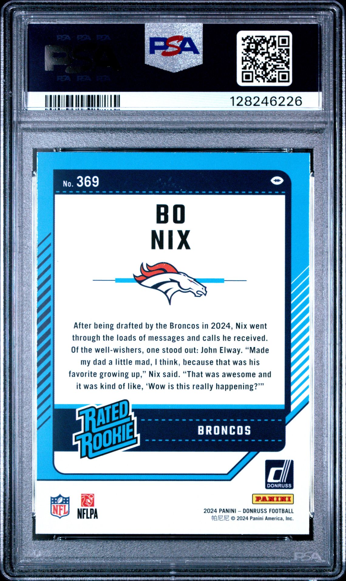 2024 Panini Donruss Bo Nix #369 Mint 9 back