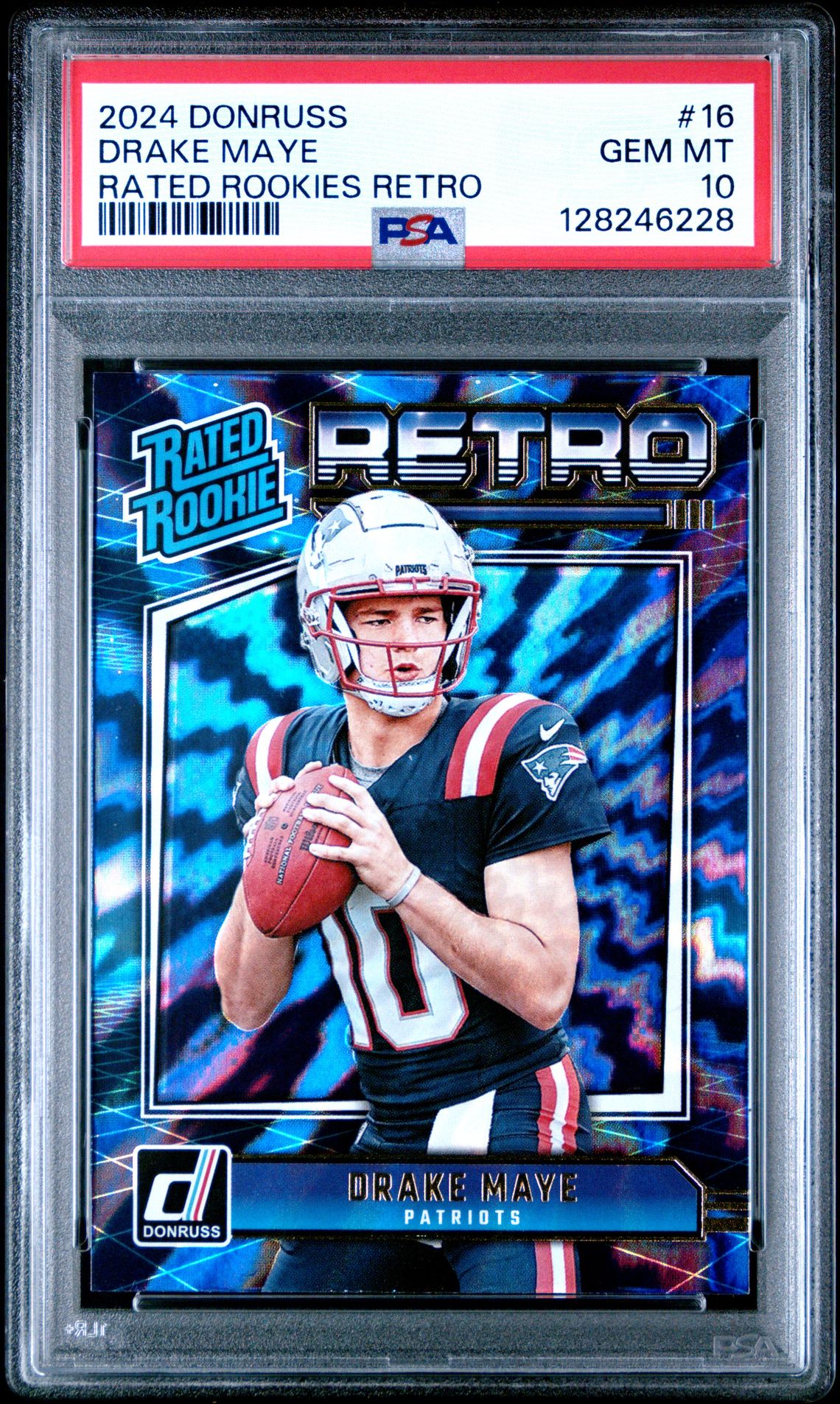 2024 Panini Donruss Rated Rookies Retro Drake Maye #16 Gem Mt 10 front