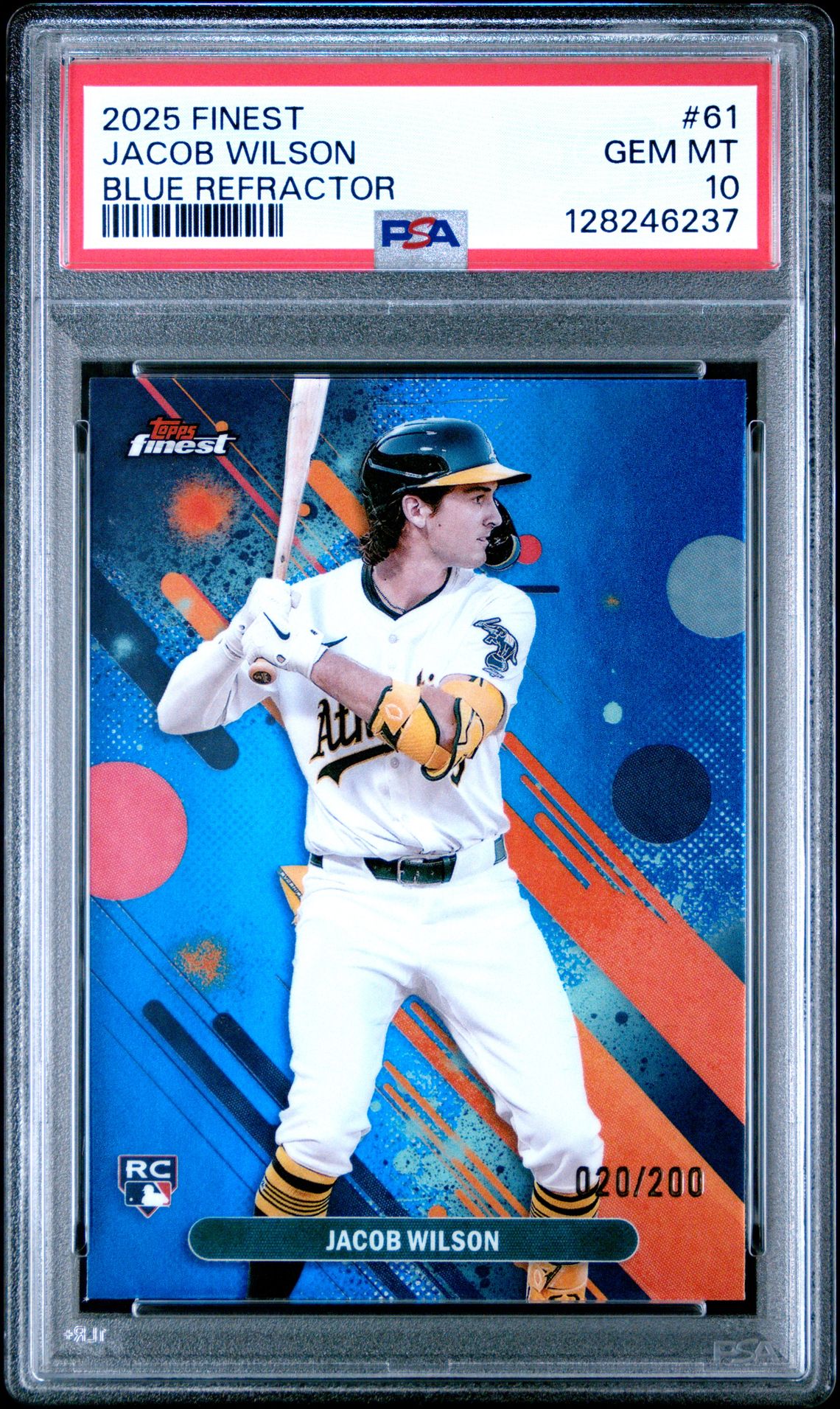 2025 Topps Finest Jacob Wilson #61 (Blue Refractor) Gem Mt 10 front