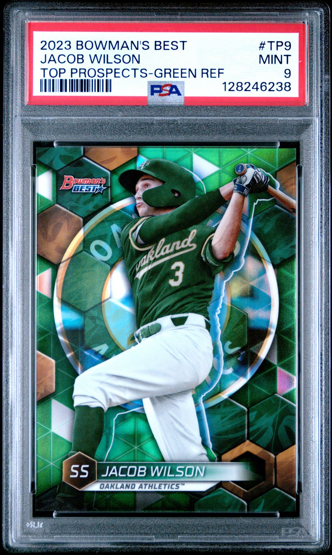 2023 Bowman's Best Top Prospects Jacob Wilson #Tp9 (Top Prospects-Green Ref) Mint 9 front
