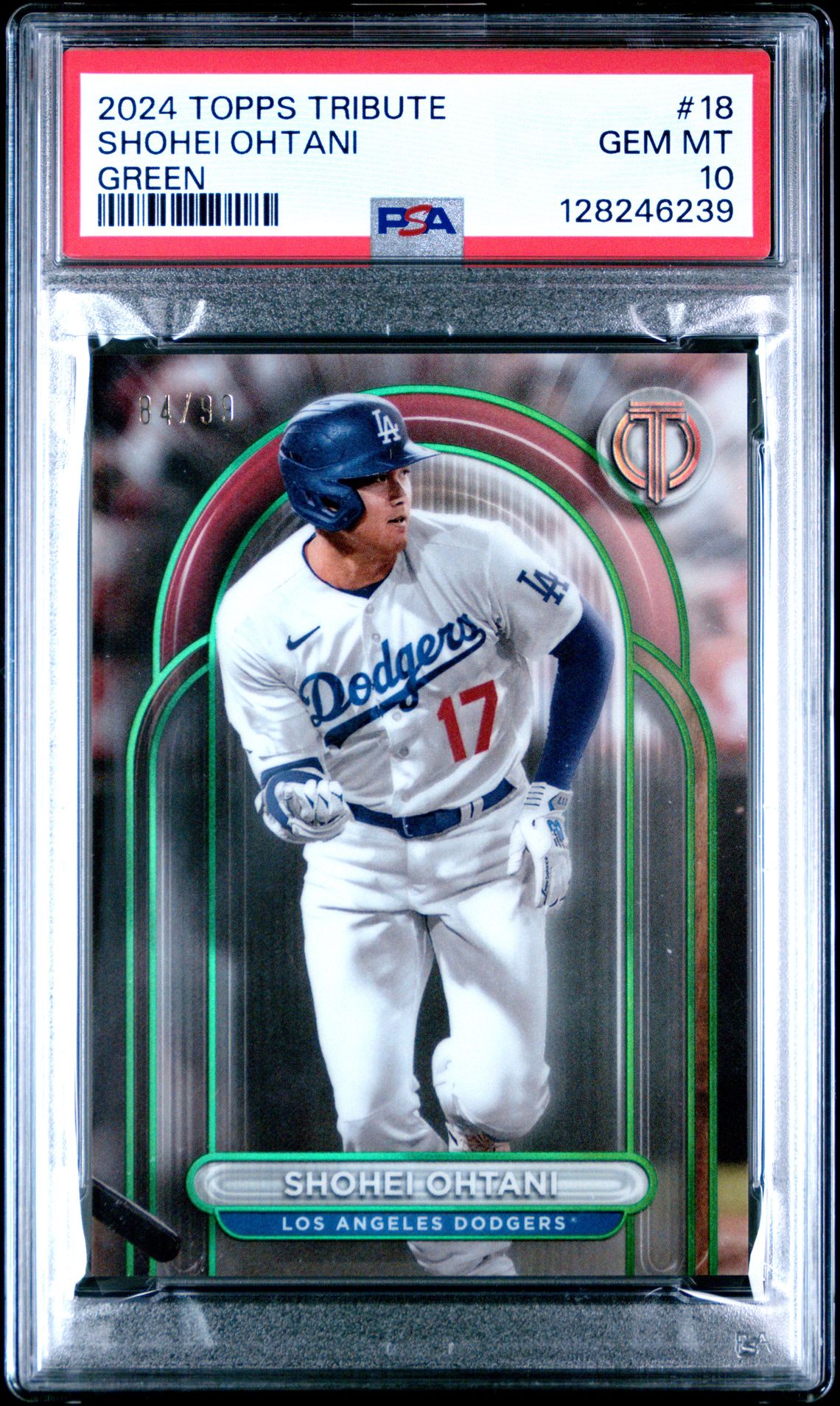 2024 Topps Tribute Shohei Ohtani #18 (Green) Gem Mt 10 front