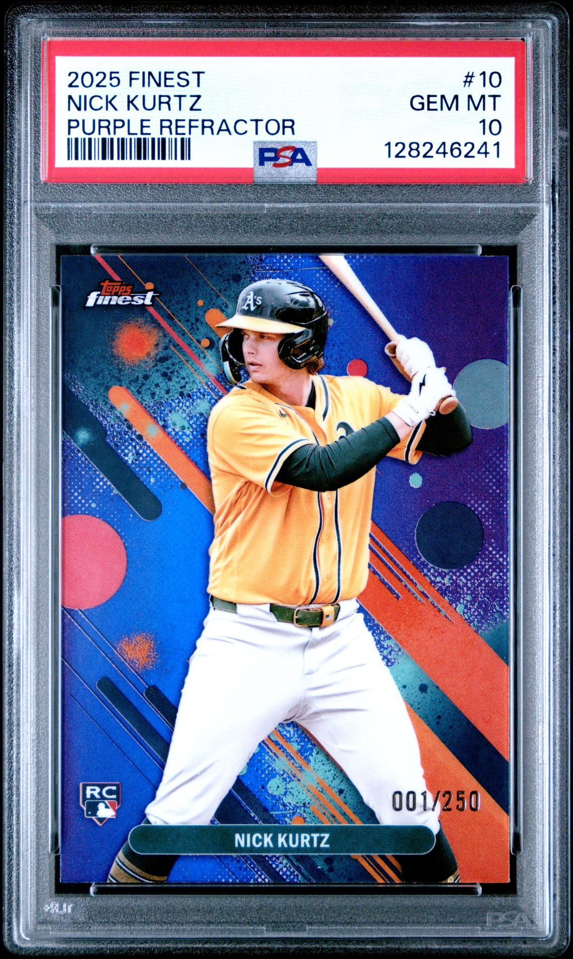 2025 Topps Finest Nick Kurtz #10 (Purple Refractor) Gem Mt 10 front