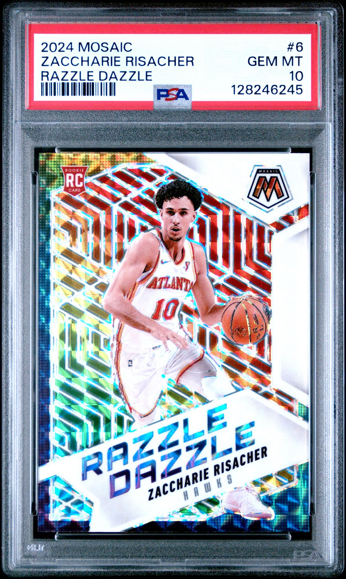 2024 Panini Mosaic Razzle Dazzle Zaccharie Risacher #6 Gem Mt 10 front