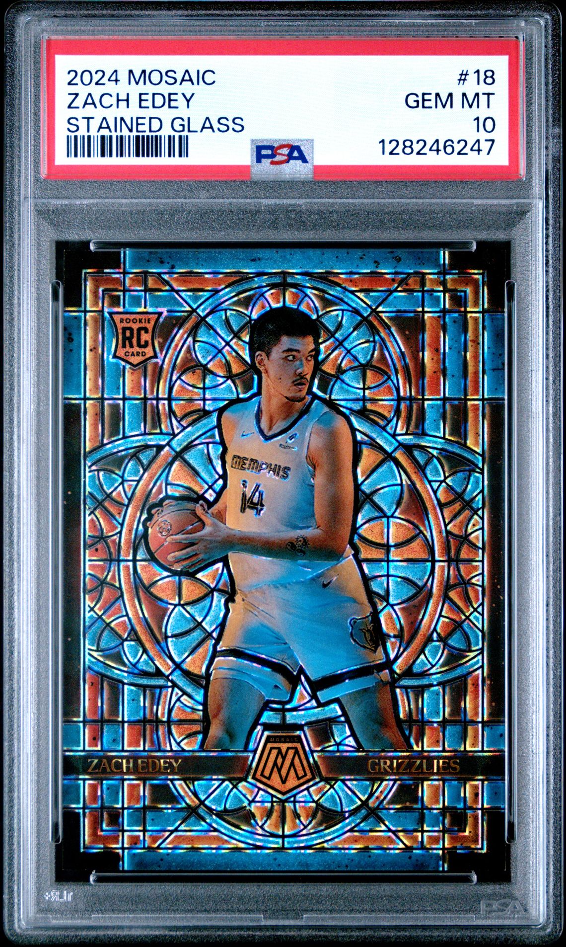 2024 Panini Mosaic Stained Glass Zach Edey #18 Gem Mt 10 front