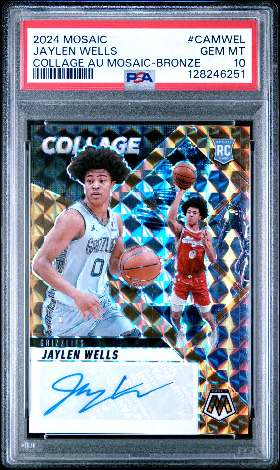 2024 Panini Mosaic Collage Autographs Mosaic Jaylen Wells #Camwel (Collage Au Mosaic-Bronze) Gem Mt 10 front