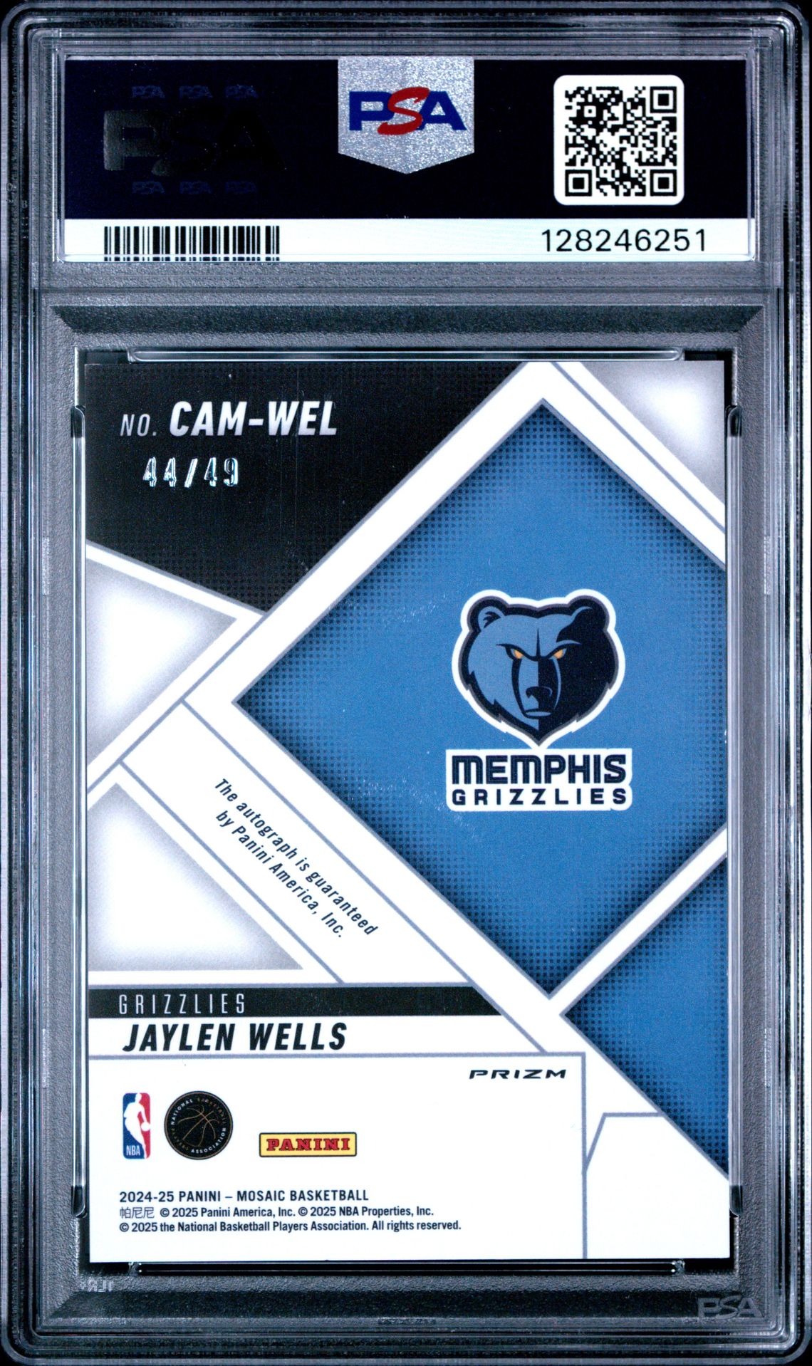 2024 Panini Mosaic Collage Autographs Mosaic Jaylen Wells #Camwel (Collage Au Mosaic-Bronze) Gem Mt 10 back