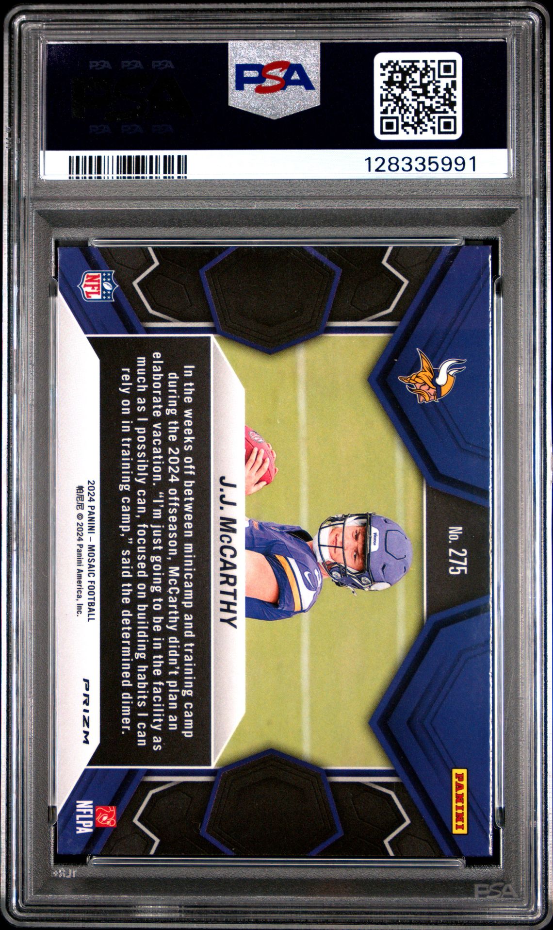 2024 Panini Mosaic Jj Mccarthy #275 (Reactive Yellow) Nm-Mt 8 back