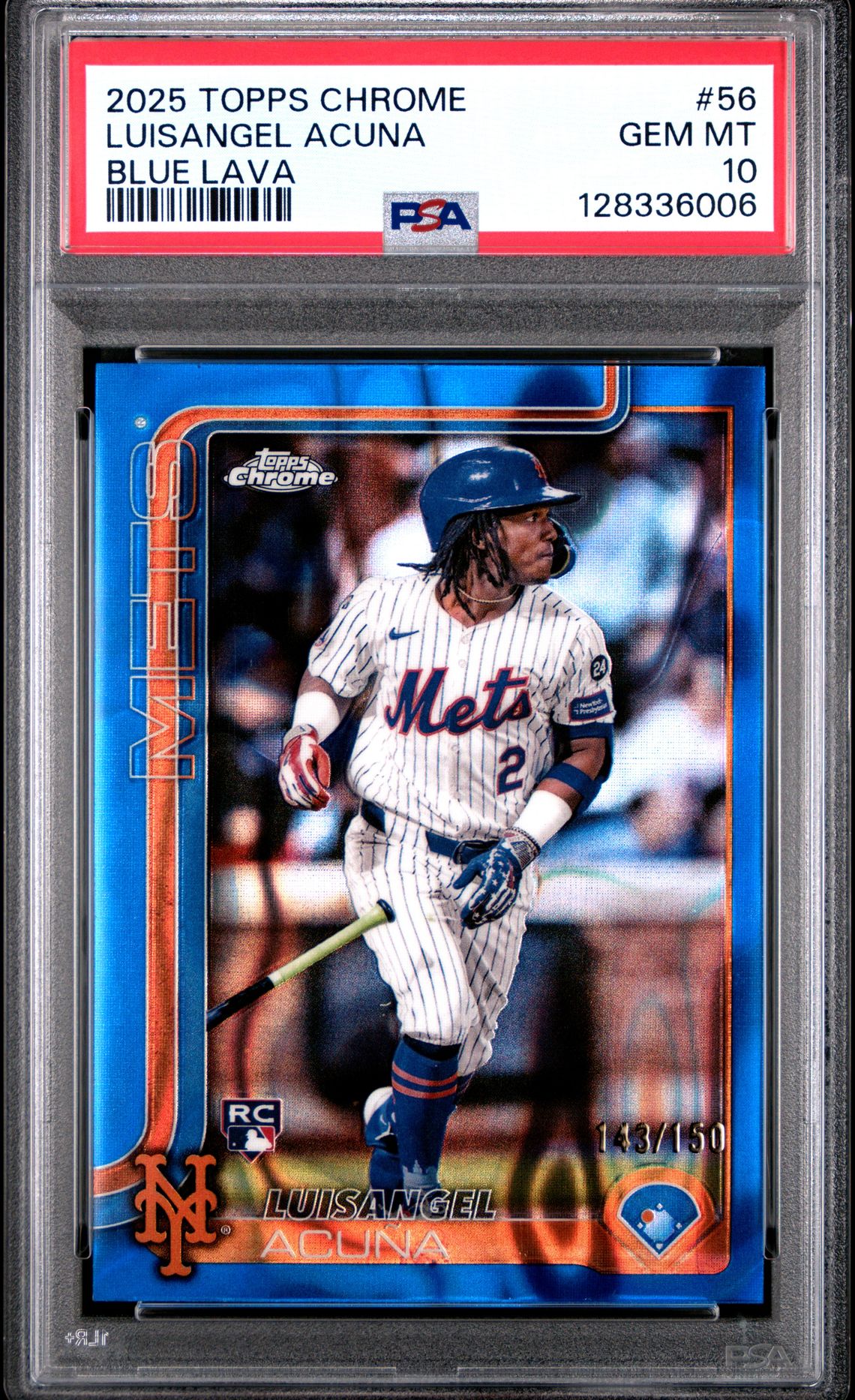 2025 Topps Chrome Luisangel Acuna #56 (Blue Lava) Gem Mt 10 front