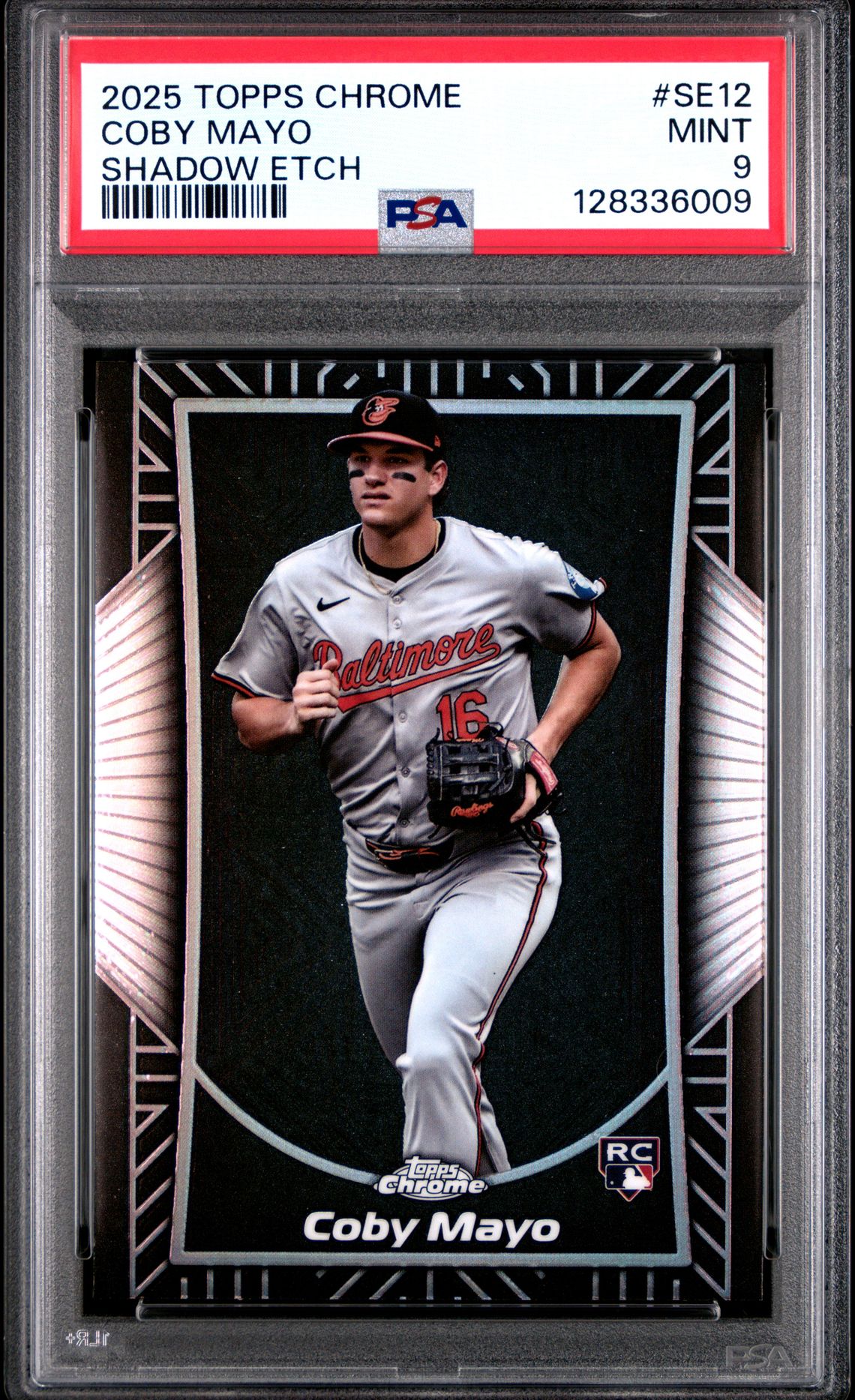 2025 Topps Chrome Shadow Etch Coby Mayo #Se12 Mint 9 front