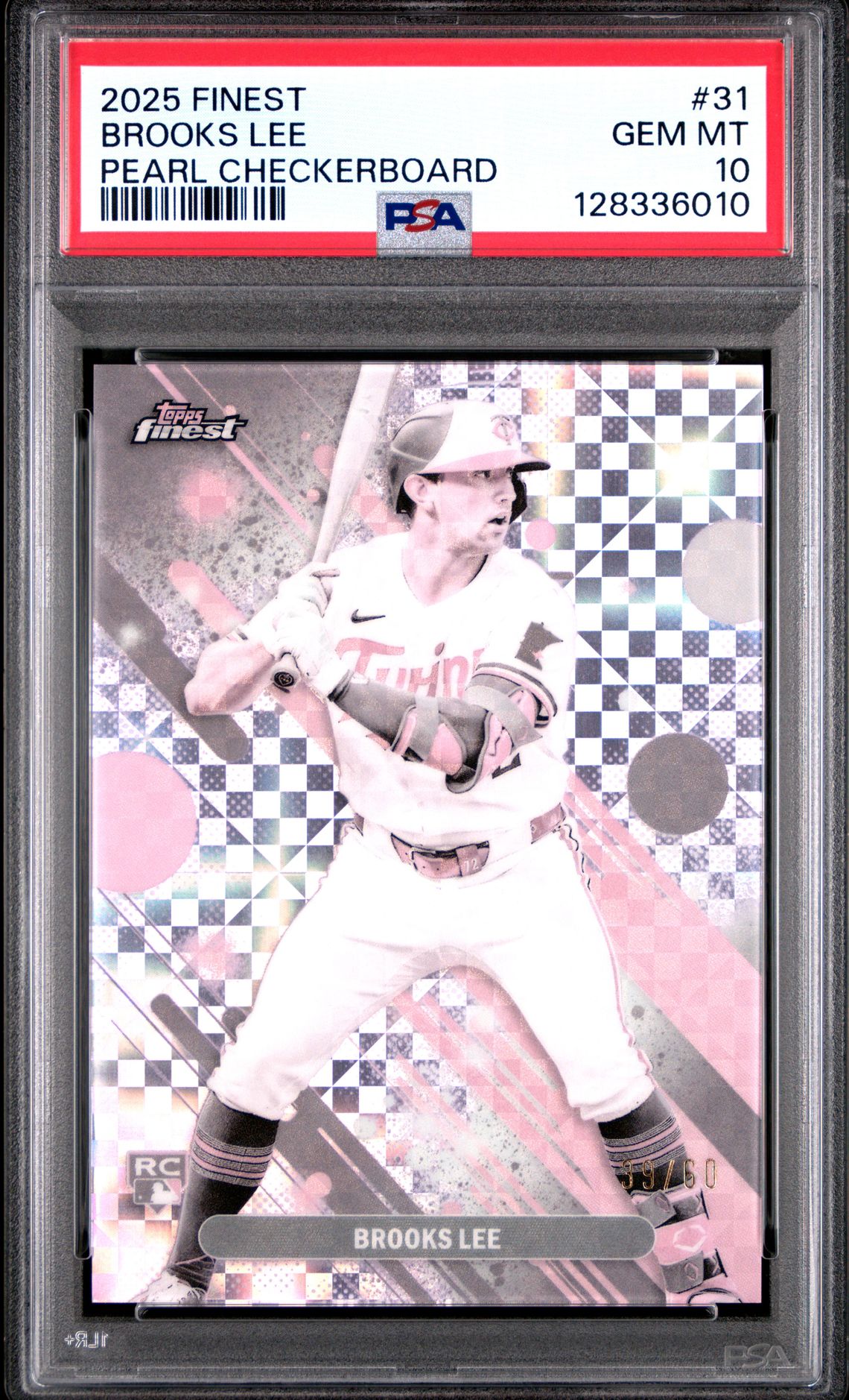 2025 Topps Finest Brooks Lee #31 (Pearl Checkerboard) Gem Mt 10 front