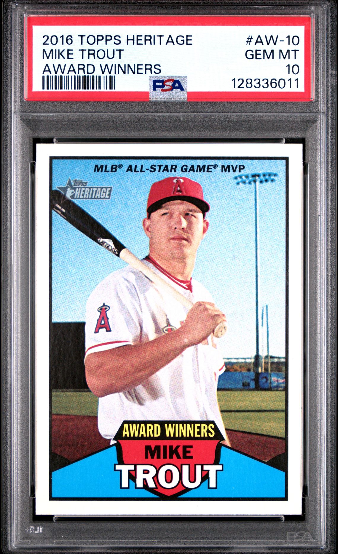 2016 Topps Heritage Award Winners Mike Trout #Aw-10 (Award Winners) Gem Mt 10 front