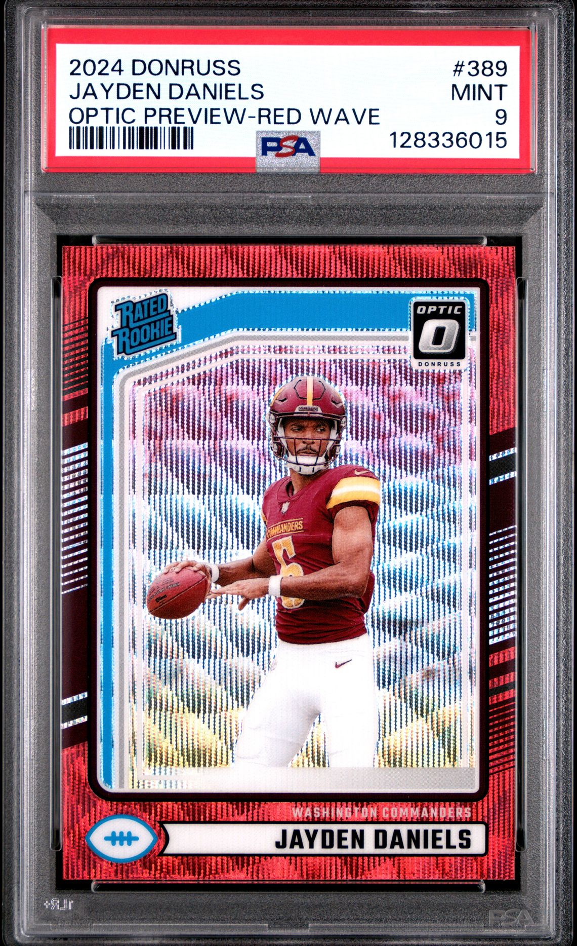 2024 Panini Donruss Jayden Daniels #389 (Optic Preview-Red Wave) Mint 9 front