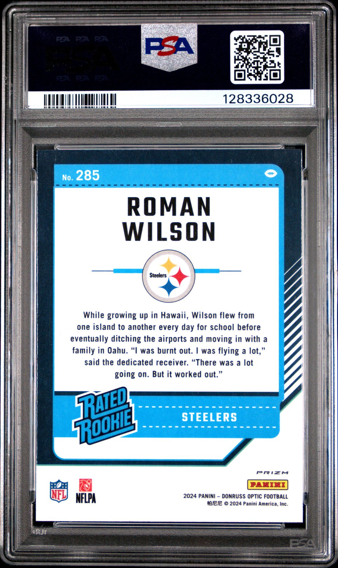 2024 Panini Donruss Optic Roman Wilson #285 (Red Mojo) Nm-Mt 8 back