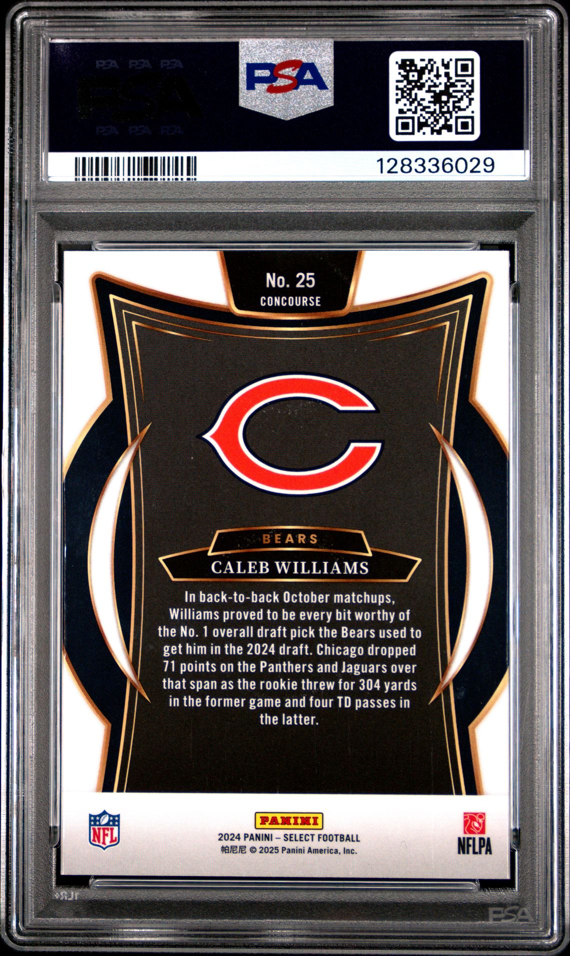 2024 Panini Select Caleb Williams #25 Mint 9 back