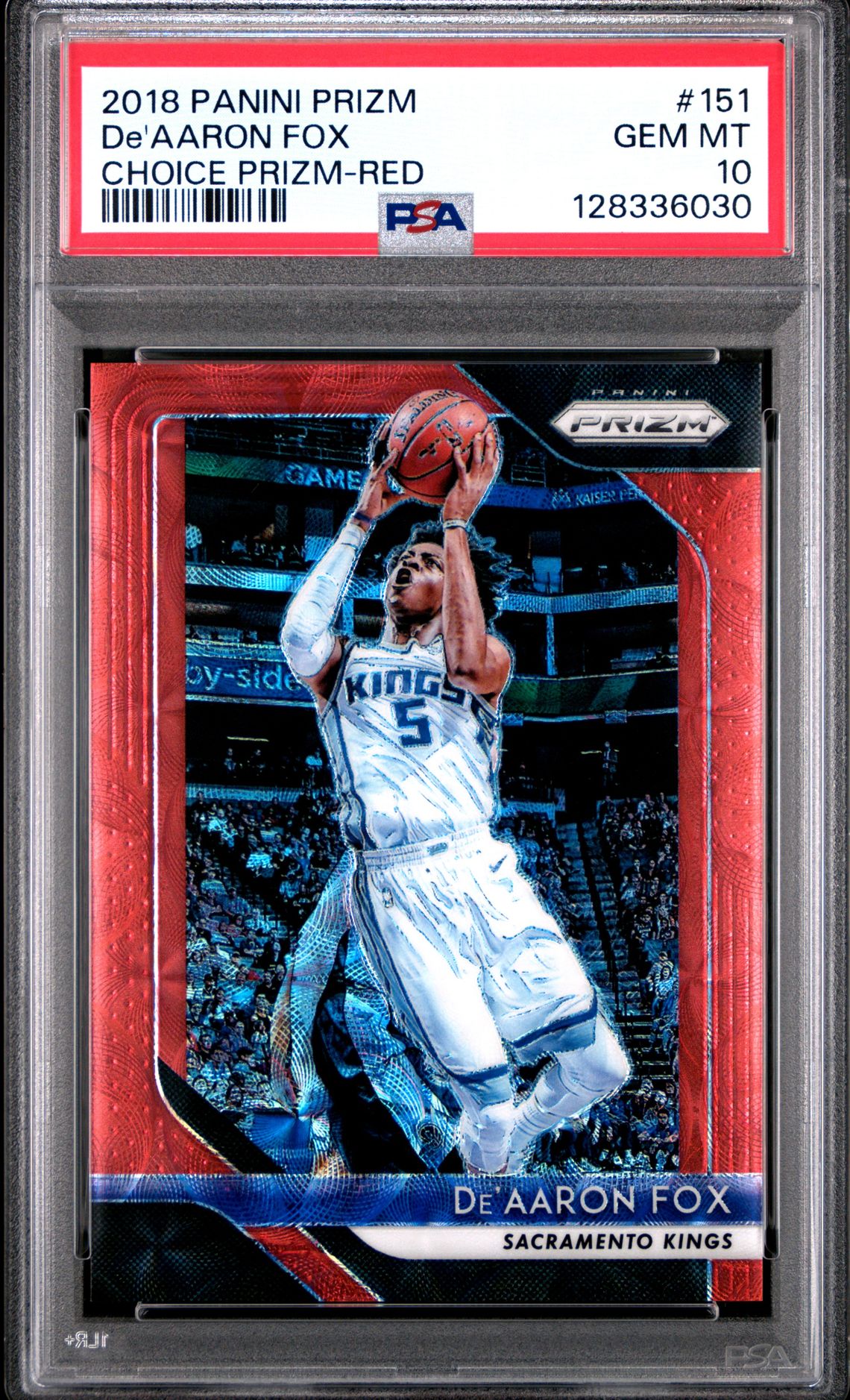 2018 Panini Prizm De'aaron Fox #151 (Choice Prizm-Red) Gem Mt 10 front