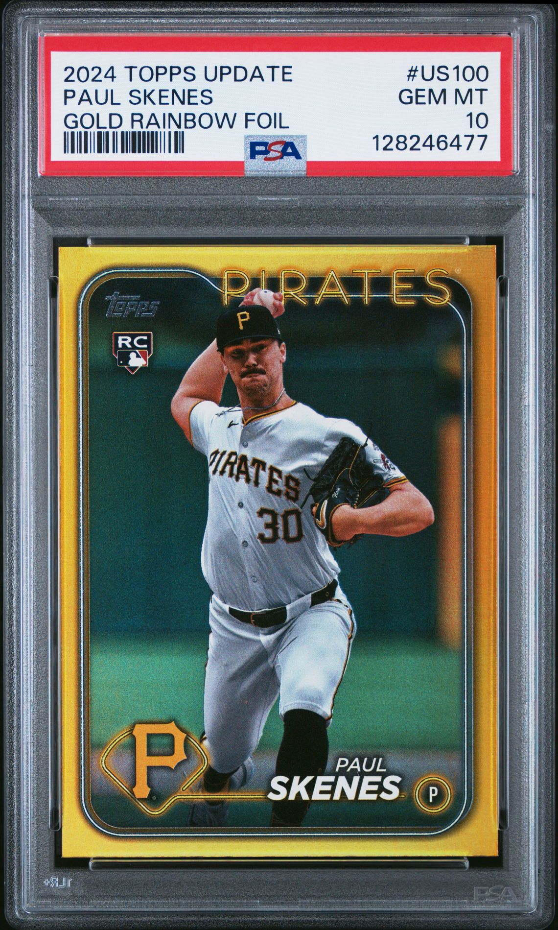 2024 Topps Update Paul Skenes #Us100 (Gold Rainbow Foil) Gem Mt 10 front