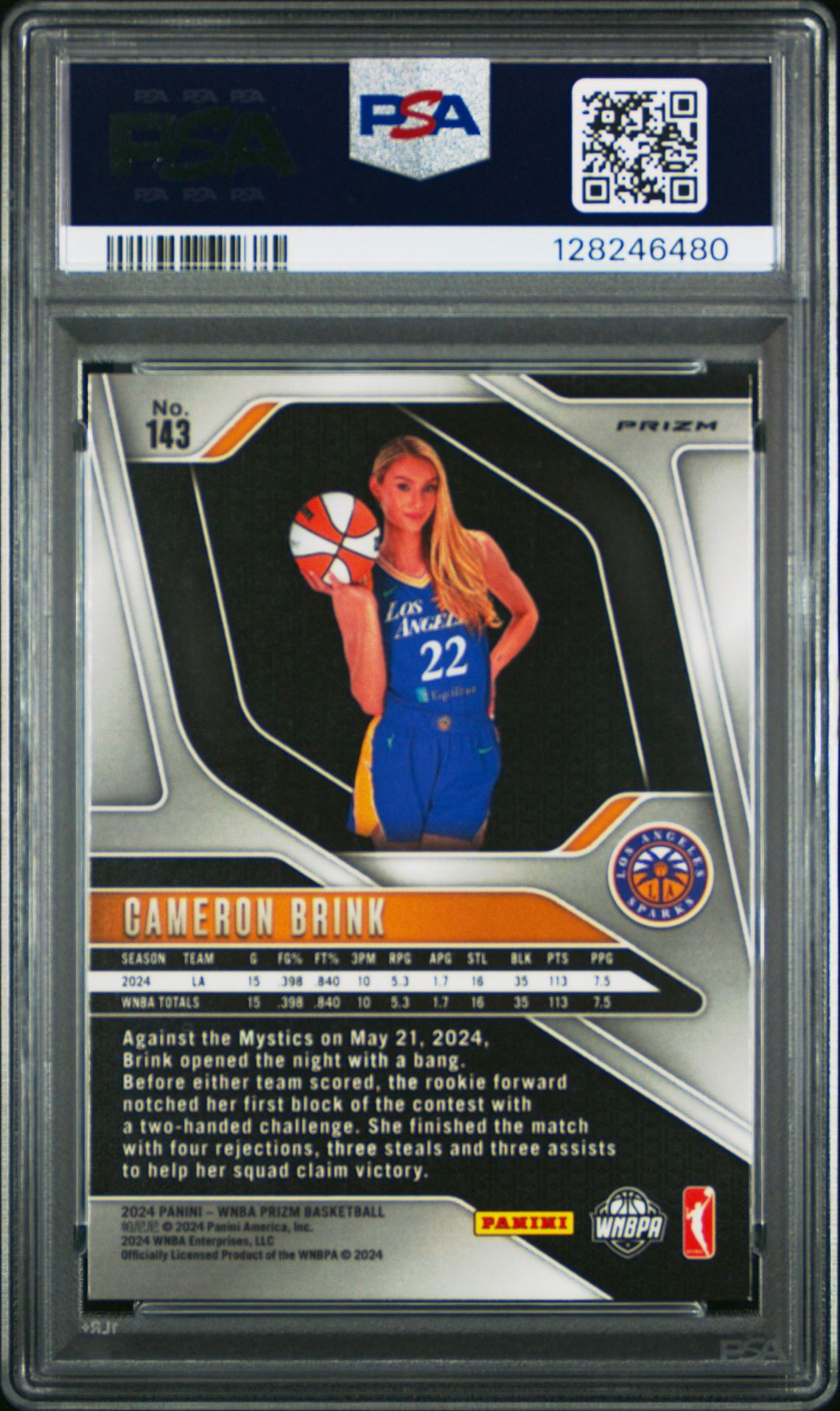 2024 Panini Prizm Wnba Cameron Brink #143 (Blue Velocity) Nm-Mt 8 back