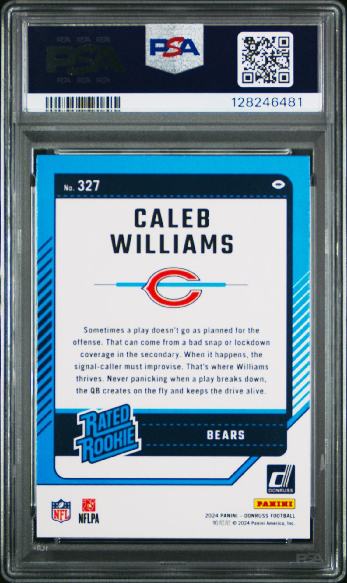 2024 Panini Donruss Caleb Williams #327 Gem Mt 10 back