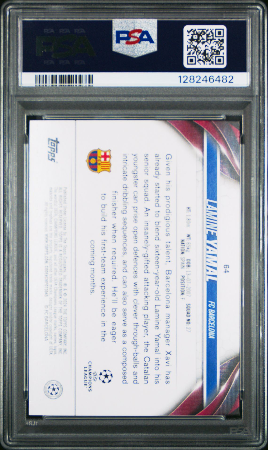 2023-24 Topps Jade Edition Uefa Club Competitions Lamine Yamal #64 Mint 9 back