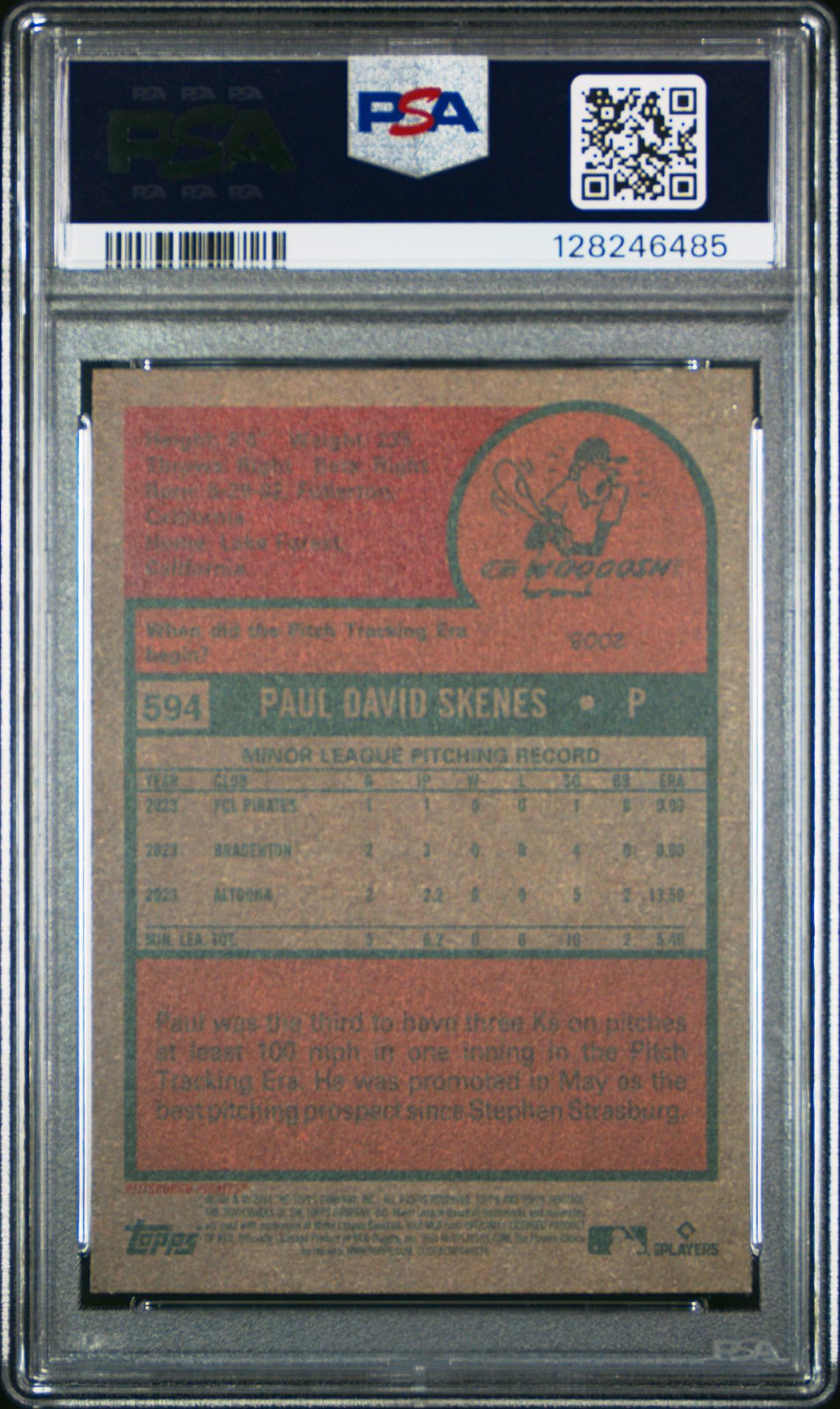 2024 Topps Heritage Paul Skenes #594 Mint 9 back