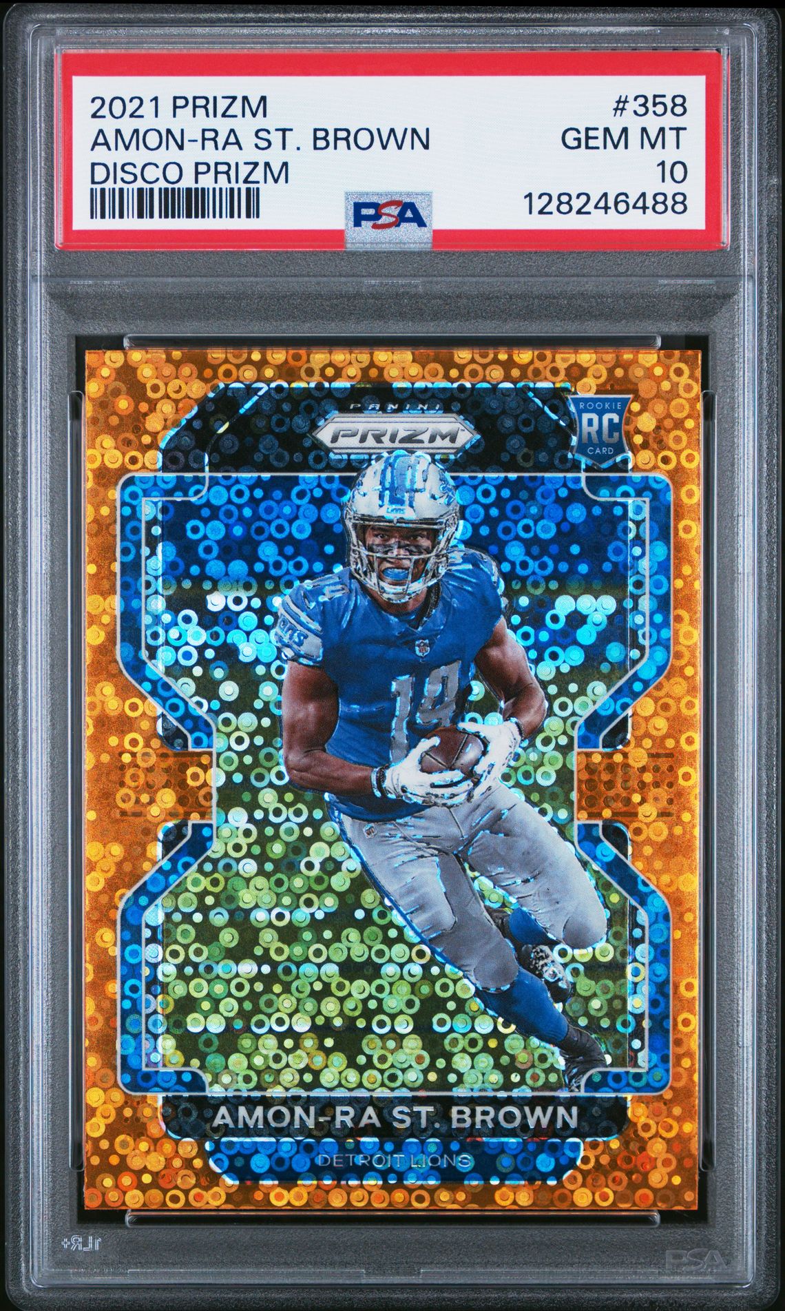 2021 Panini Prizm Amon-Ra St. Brown #358 (Disco Prizm) Gem Mt 10 front