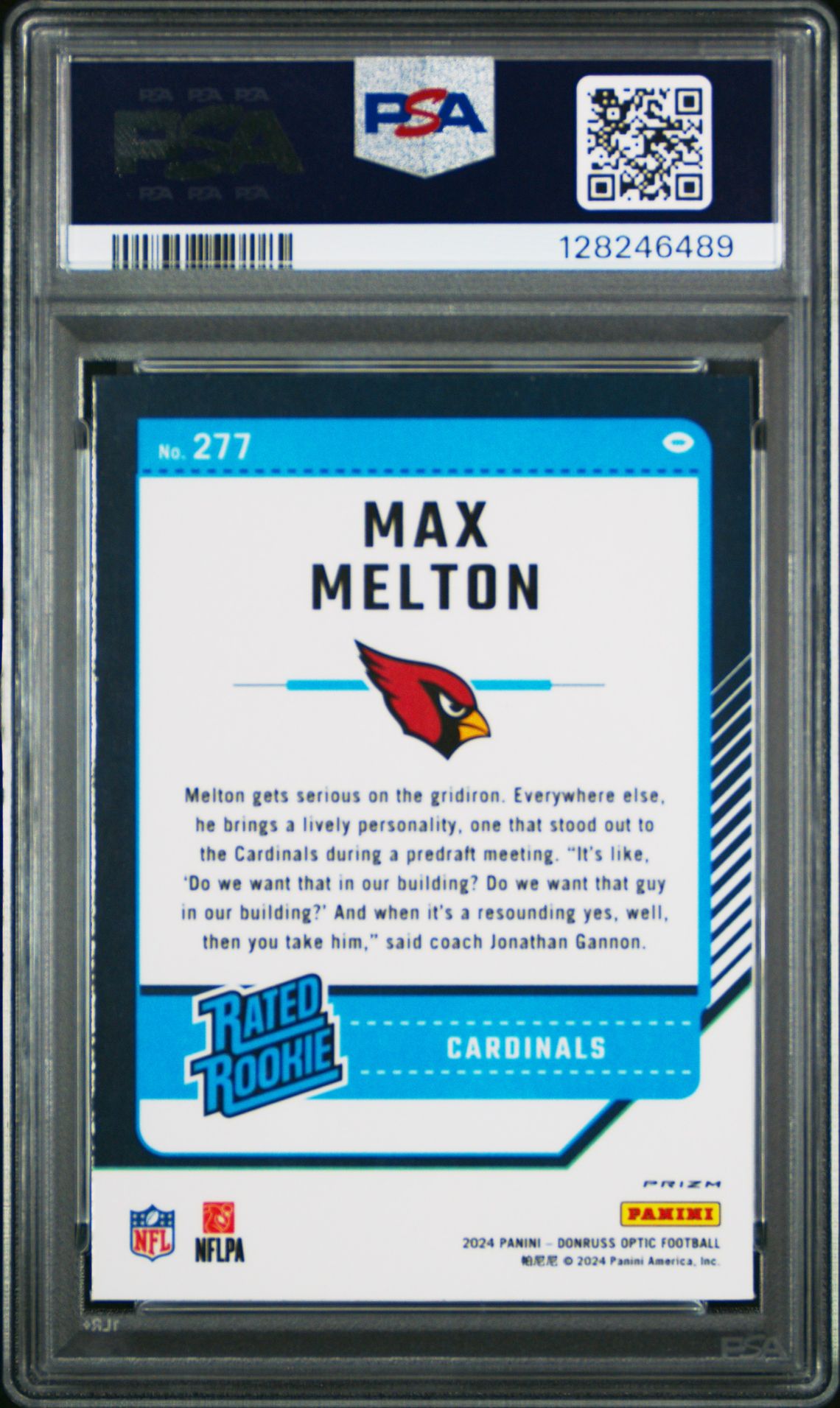 2024 Panini Donruss Optic Max Melton #277 (Teal Velocity) Gem Mt 10 back