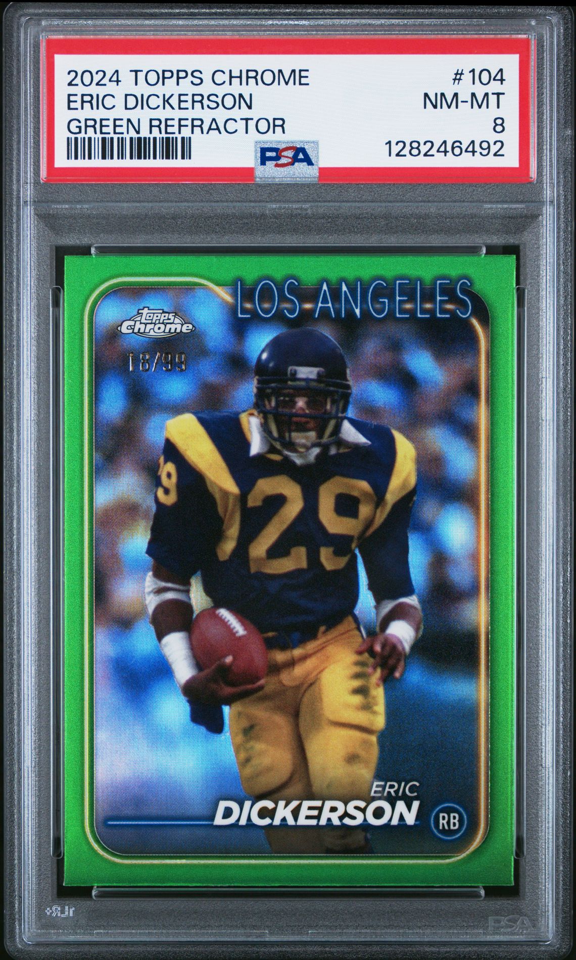 2024 Topps Chrome Eric Dickerson #104 (Green Refractor) Nm-Mt 8 front