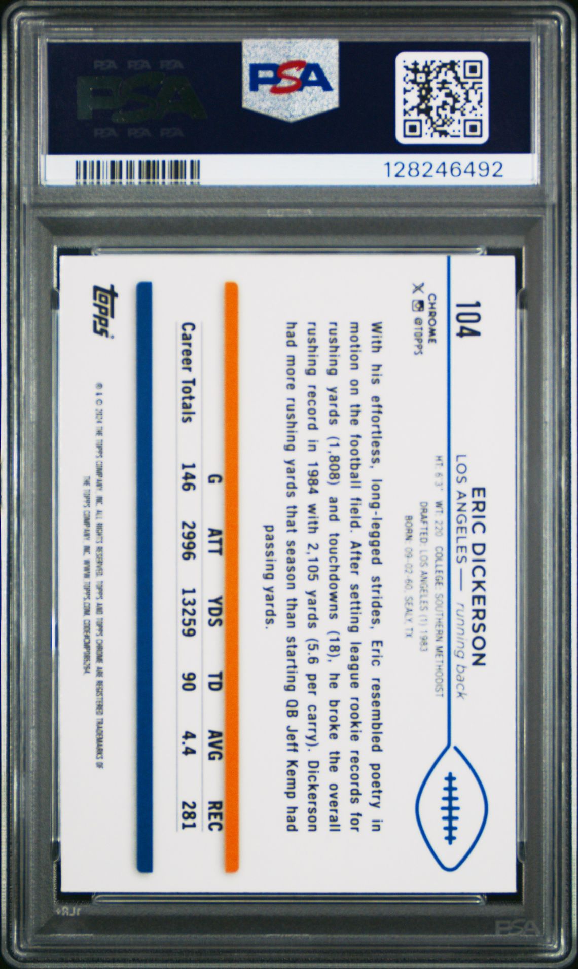 2024 Topps Chrome Eric Dickerson #104 (Green Refractor) Nm-Mt 8 back