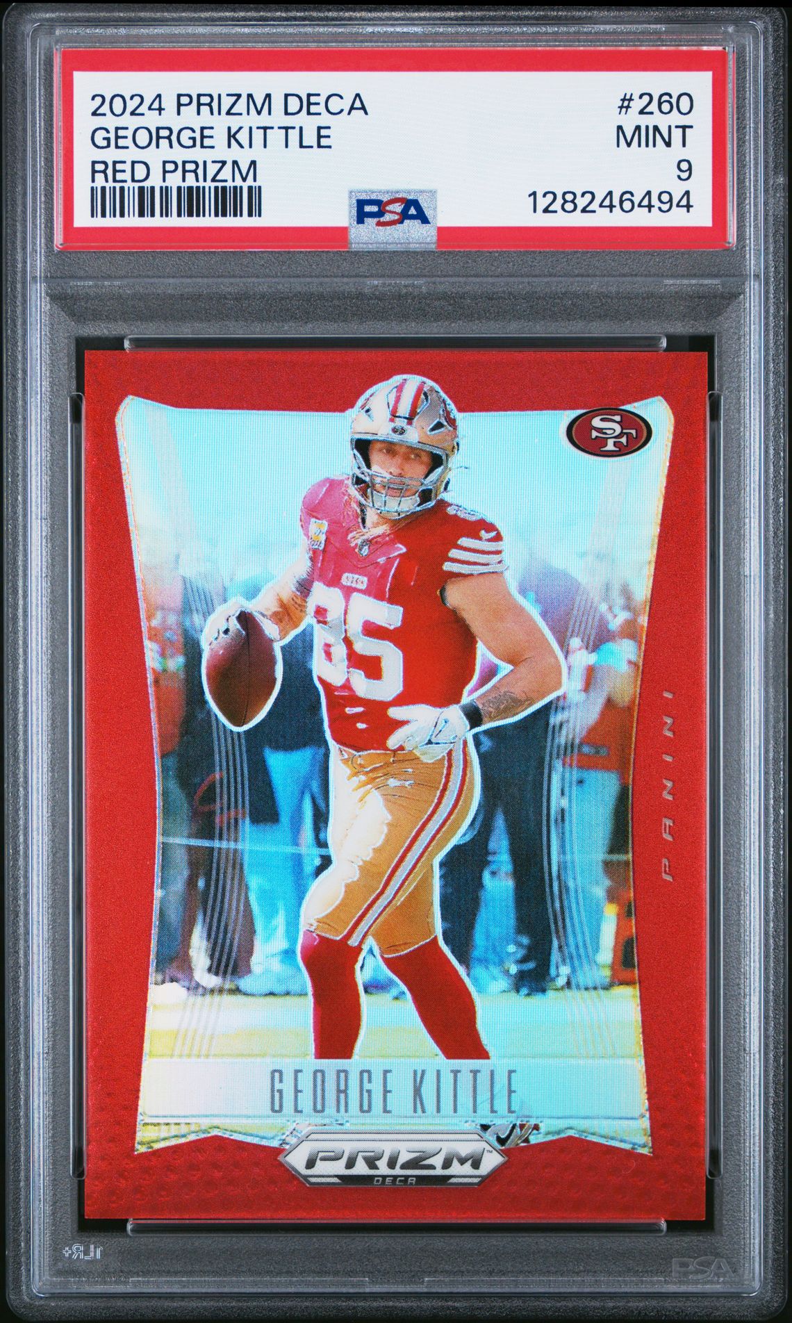 2024 Panini Prizm Deca George Kittle #260 (Red Prizm) Mint 9 front