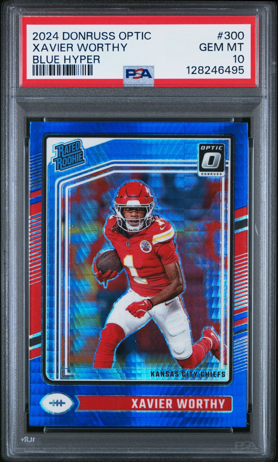2024 Panini Donruss Optic Xavier Worthy #300 (Blue Hyper) Gem Mt 10 front