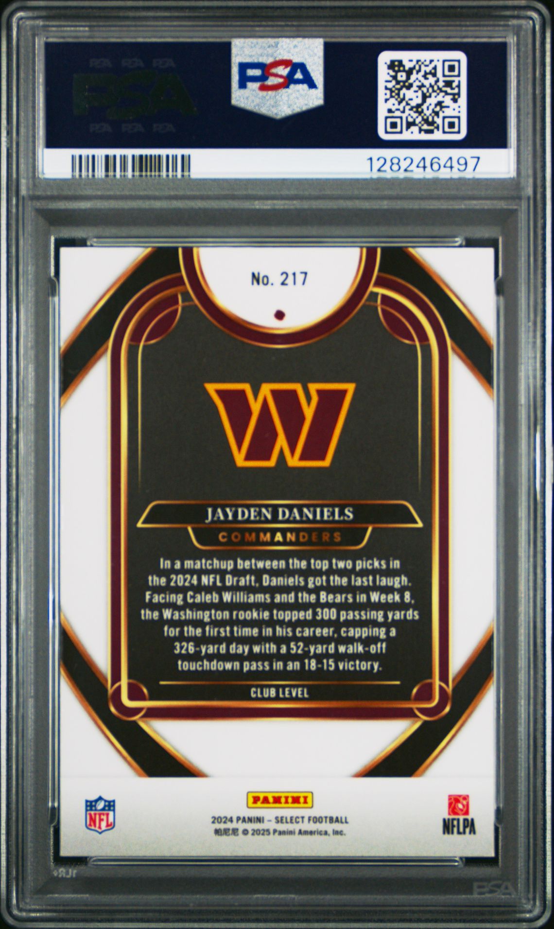 2024 Panini Select Jayden Daniels #217 Mint 9 back