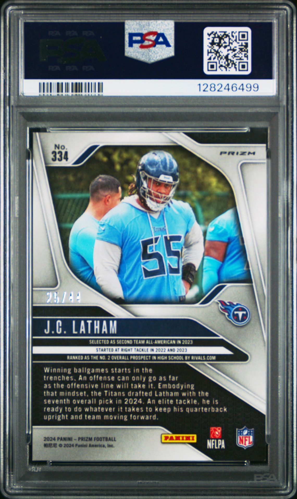 2024 Panini Prizm Jc Latham #334 (Red & Yellow Prizm) Mint 9 back