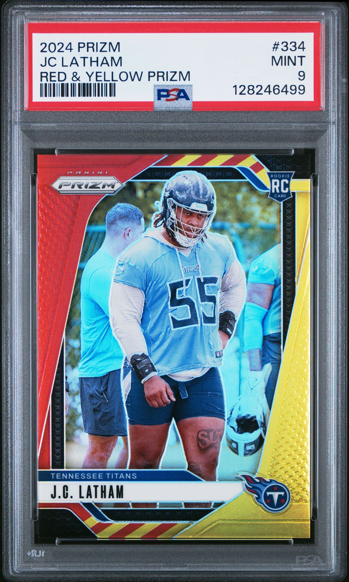 2024 Panini Prizm Jc Latham #334 (Red & Yellow Prizm) Mint 9 front