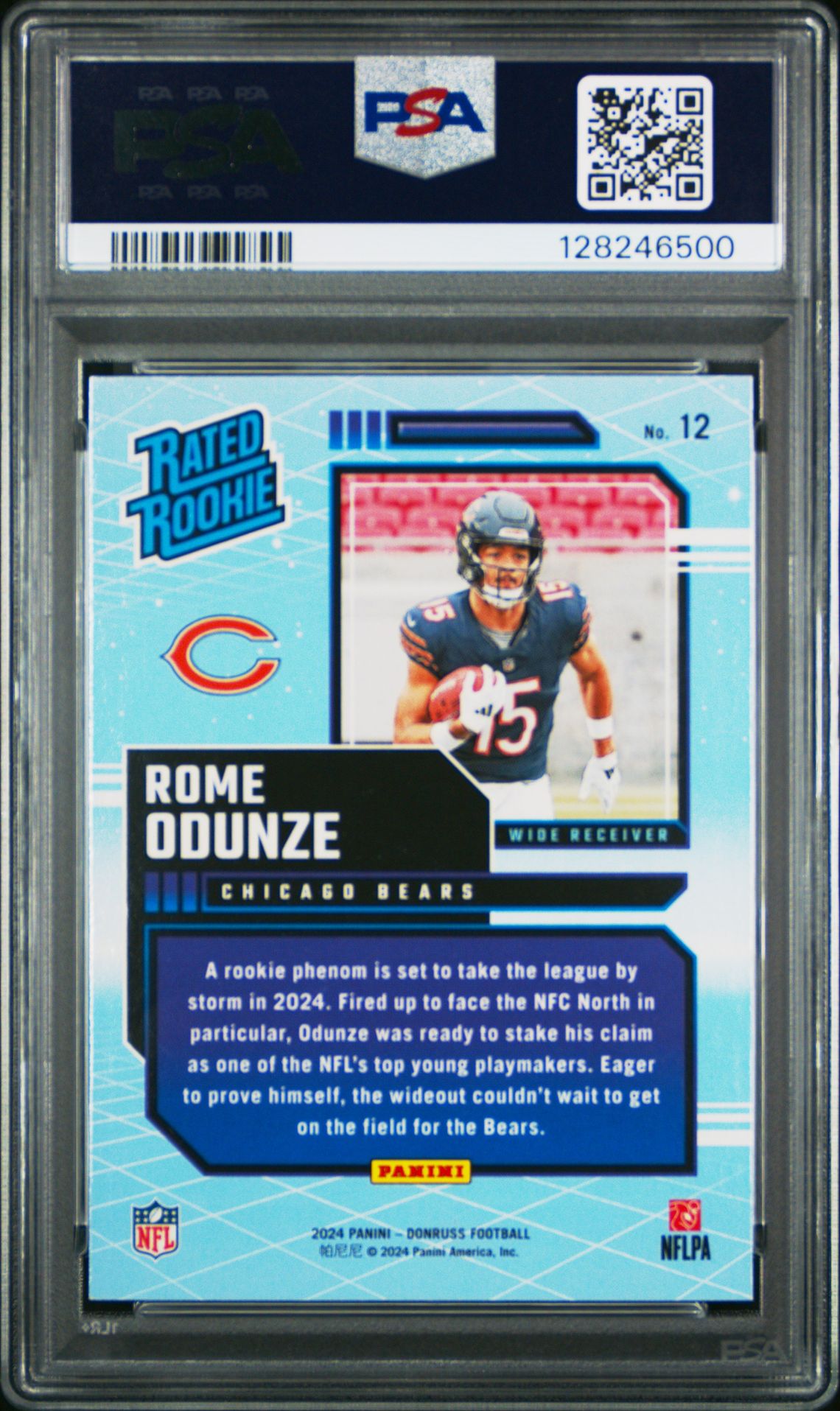 2024 Panini Donruss Rated Rookies Retro Rome Odunze #12 Gem Mt 10 back