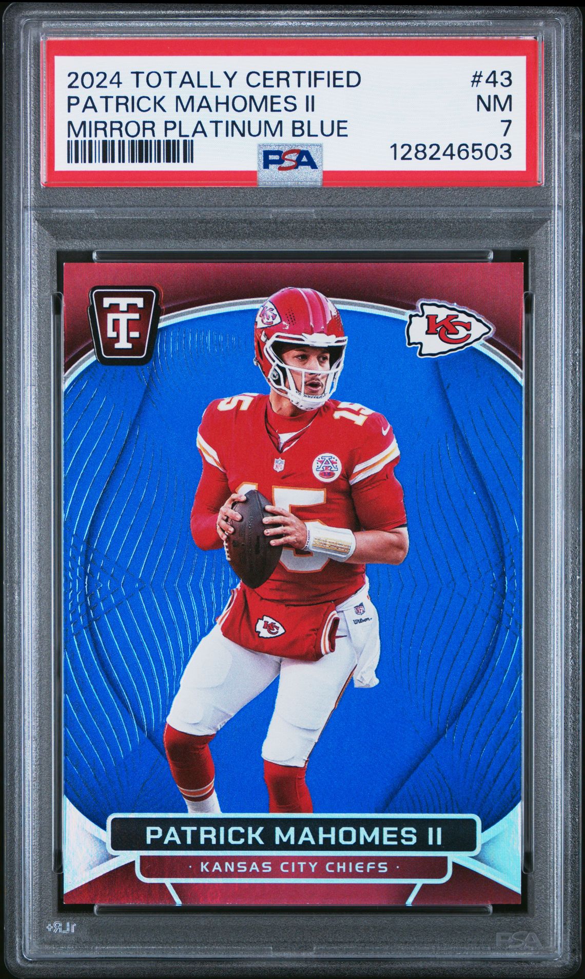 2024 Panini Totally Certified Patrick Mahomes Ii #43 (Mirror Platinum Blue) Nm 7 front