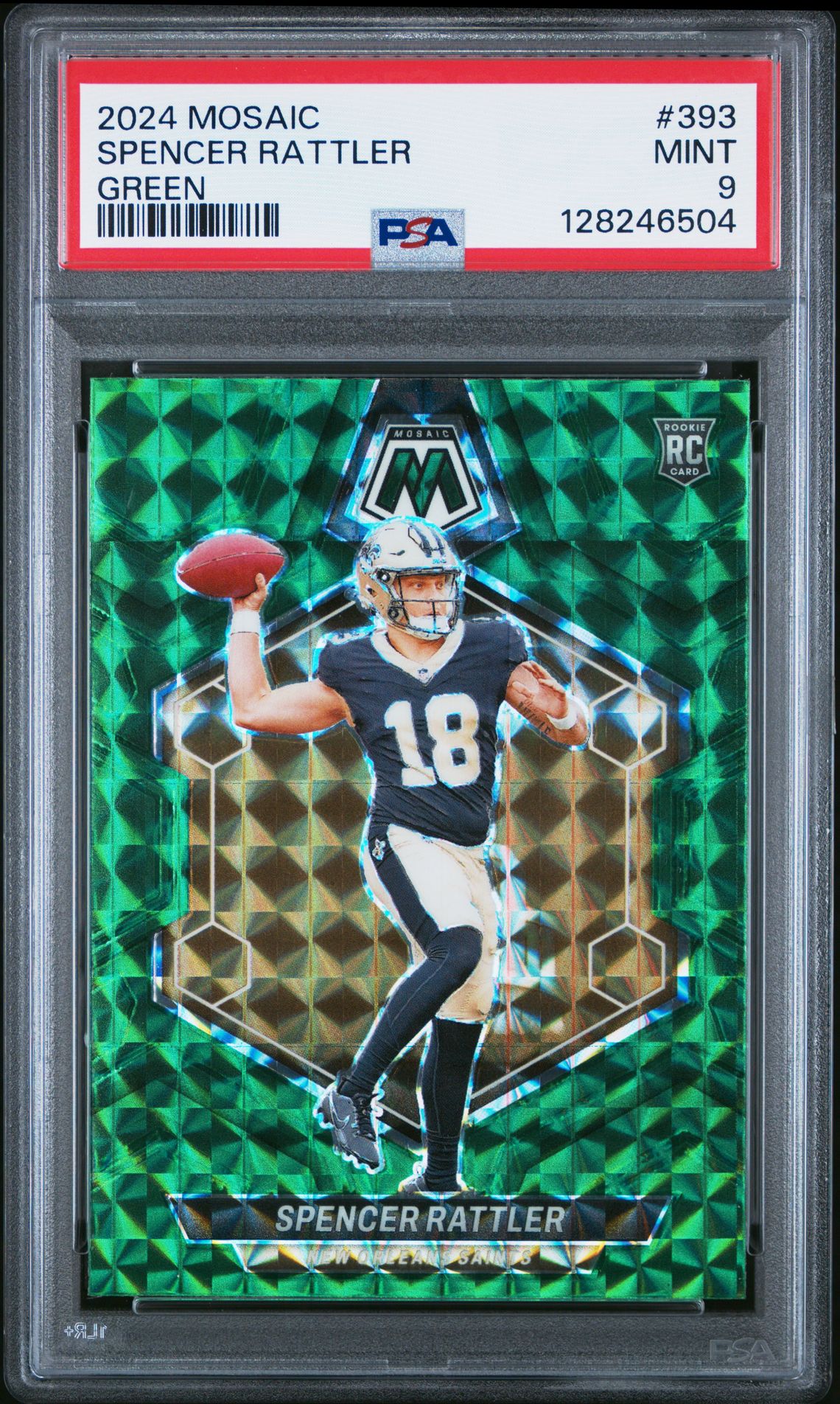 2024 Panini Mosaic Spencer Rattler #393 (Green) Mint 9 front