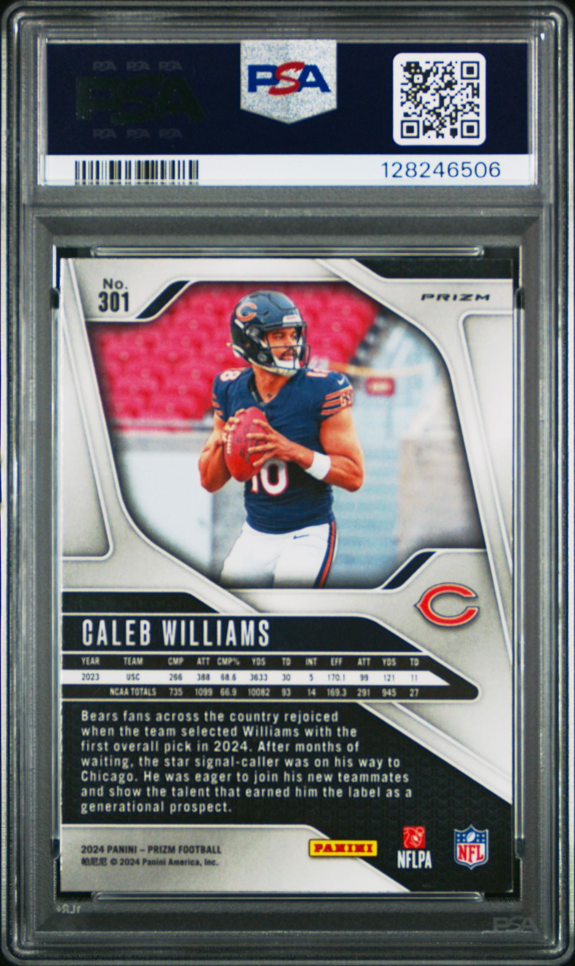 2024 Panini Prizm Caleb Williams #301 (Lazer Prizm) Nm-Mt 8 back
