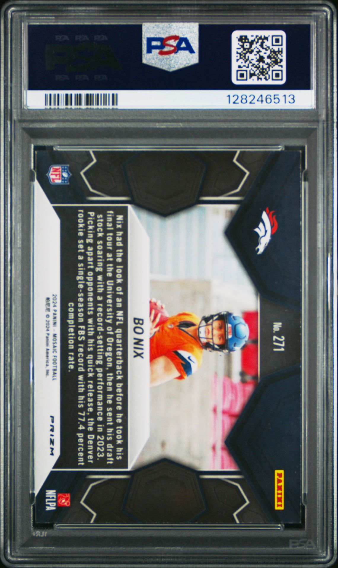 2024 Panini Mosaic Bo Nix #271 (Silver) Mint 9 back