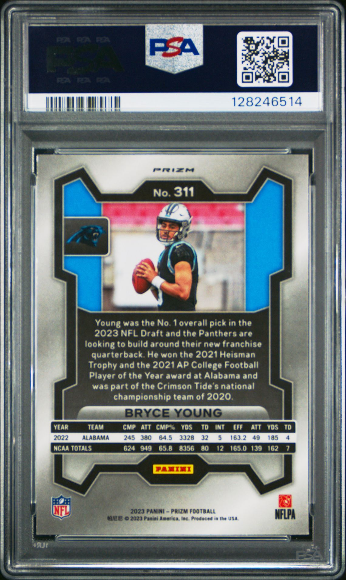 2023 Panini Prizm Bryce Young #311 (Lazer Prizm) Nm-Mt 8 back