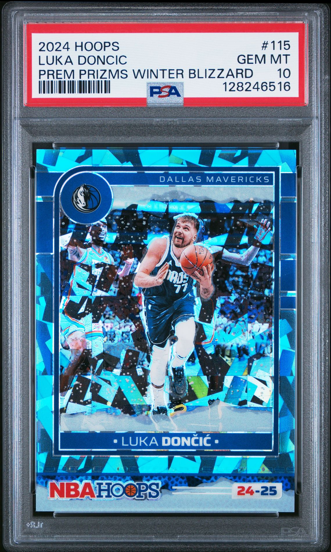 2024 Panini Nba Hoops Luka Doncic #115 (Prem Prizms Winter Blizzard) Gem Mt 10 front