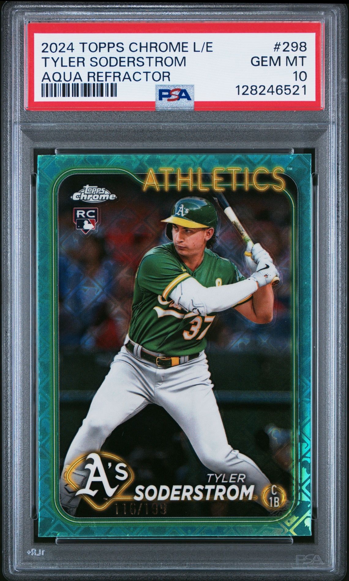 2024 Topps Chrome Logofractor Edition Tyler Soderstrom #298 (Aqua Refractor) Gem Mt 10 front