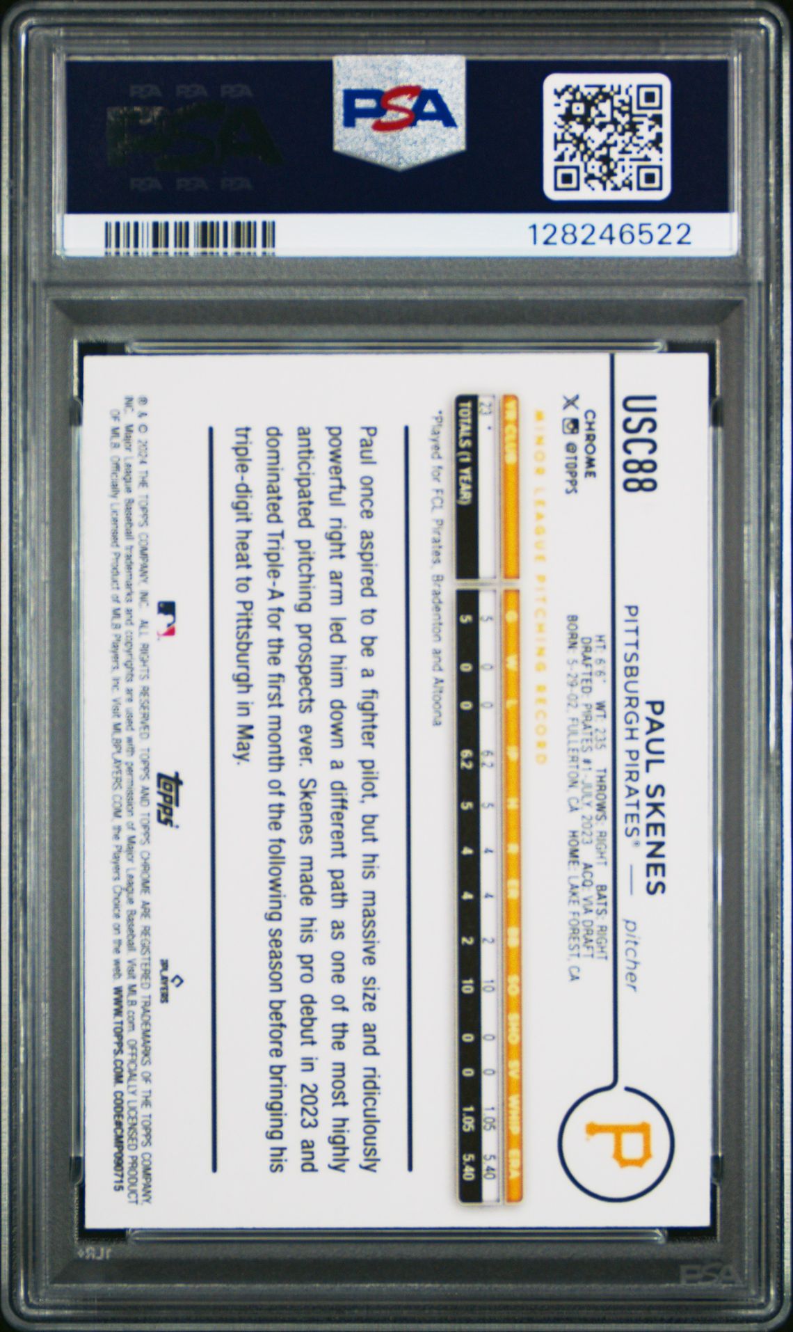 2024 Topps Chrome Update Paul Skenes #Usc88 (Raywave Refractor) Nm-Mt 8 back